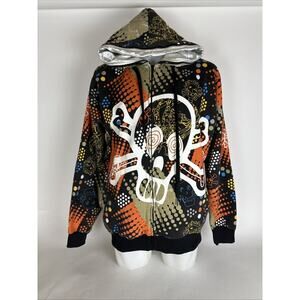 VTG Delf All Over Print Full Zip Up Hoodie Men’s Size XL/2XL
